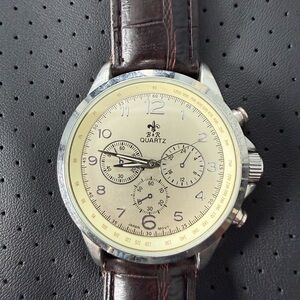 Brown Leather Strap B&R Quartz Watch